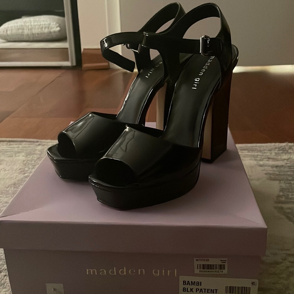 Madden Girl Black Heels, size 9 - worn once!